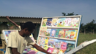 School Aid books on the My Little Travelling Library cart that visits these remote schools 